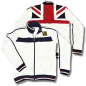 View Item Lambretta Union Jack Flag Back Track Top Sweatshirt ECRU / Navy